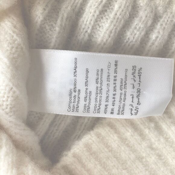 3.1 Phillip Lim Sweater Ivory Wool-Alpaca Blend Ribbed Knit 3/4 Sleeve Size XS - Picture 6 of 6